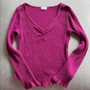 T.La Ribbed Knit Top in Fuchsia